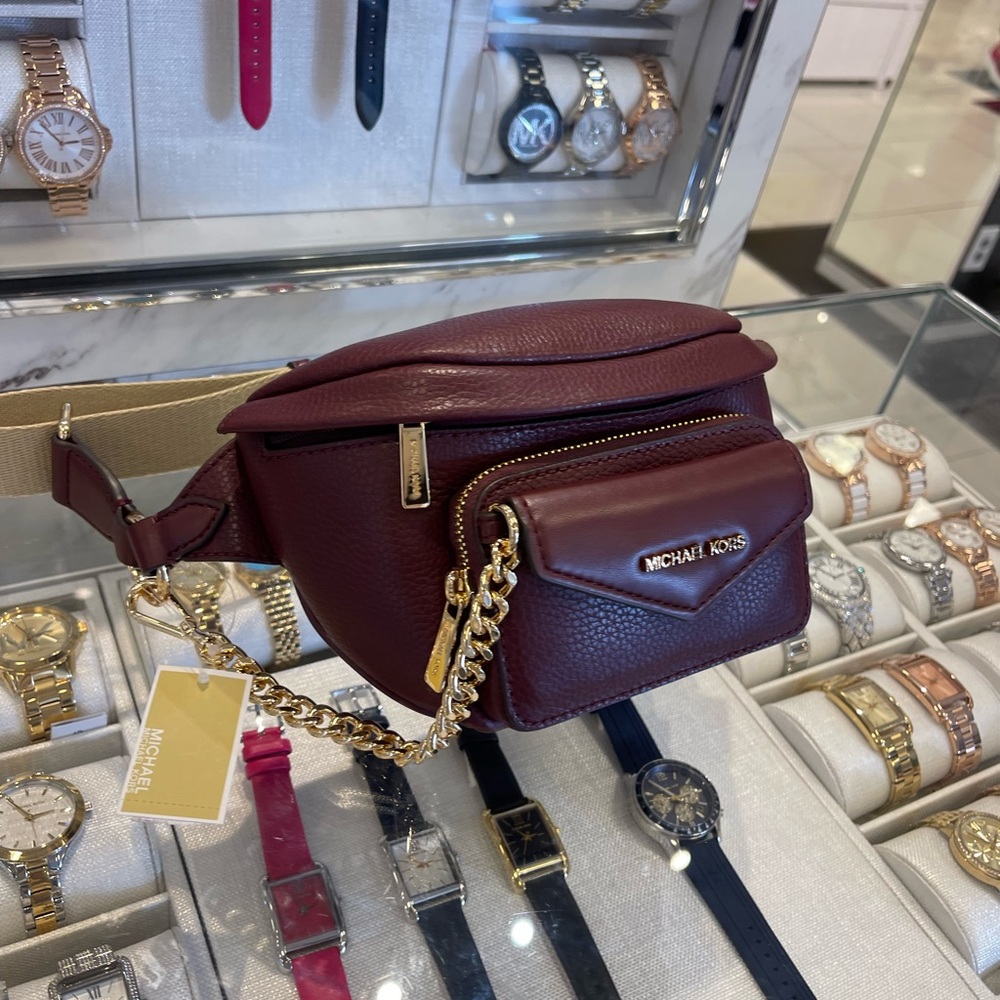 Michael Kors Maisie 2 In 1 Small Leather Waist pack Fanny pack Bag (Oxblood) MK - Picture 16 of 16